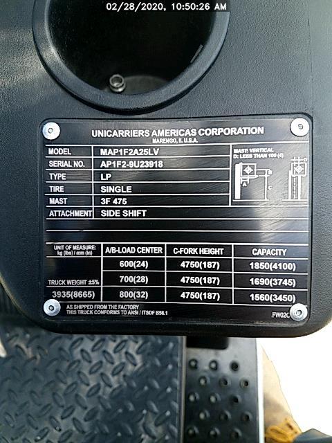 Used Unicarriers MAP1F2A25LV   | lift truck rental for sale | National Lift